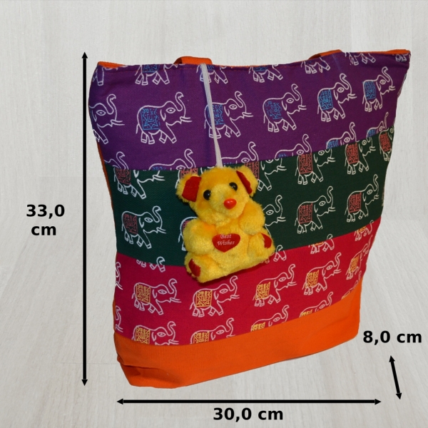 flevado Schultertasche Damen/ Kinder Umhängetasche mit Bärchen Elefanten Druck bunt